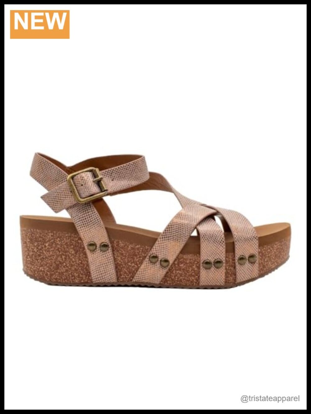 Faux Leather Metallic Wedge Sandal Buckle Comfort EVA Insole